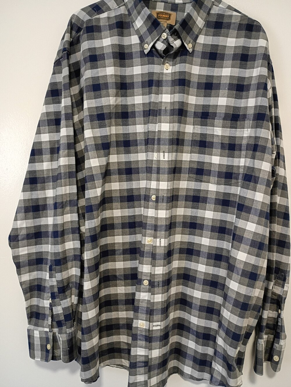 The Foundry Easy Care Mens Size 2XLT Long Sleeve Button Up Shirt